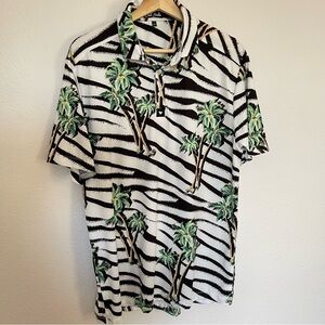 Bad Birdie Mens Large Black And White Summer Safari Performance Polo Shirt